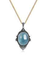 Load image into Gallery viewer, vintage natural aquamarine silver pendant
