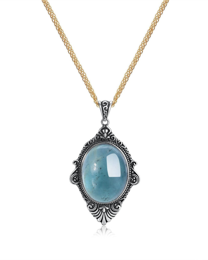 vintage natural aquamarine silver pendant