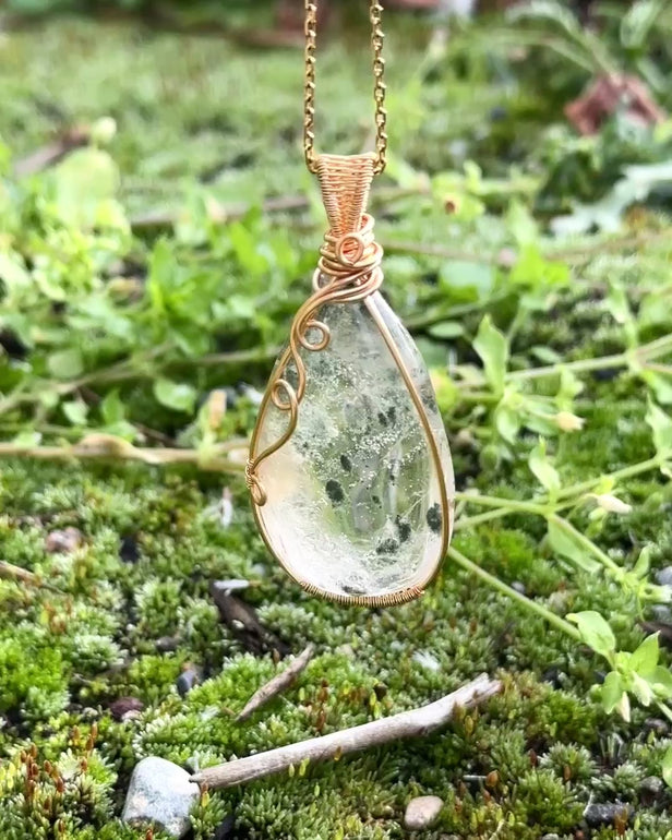 teardrop green phantom quartz pendant